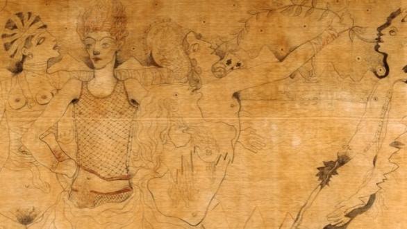 Jean Cocteau, Fear Giving Wings to Courage (La Peur donnant des ailes au courage), 1938, graphite, chalk, and crayon on cotton, 154,9 x 272,1 cm. Collection of Phoenix Art Museum, Gift of Mr. Cornelius Ruxton Love Jr © Adagp/Comité Cocteau, Paris, by SIAE 2024.