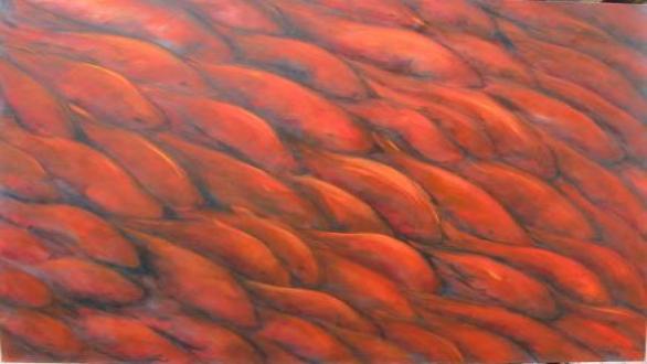 Nubia Medina. Danza  caribeña. Oleo sobre lienzo. 146 x 170 cms. 2014