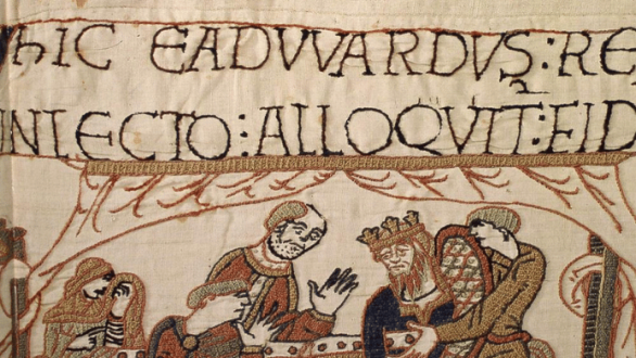 Detalle del Tapiz de Bayeux, obra medieval bordada que será exhibida en el British Museum de Londres