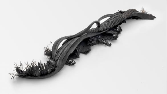 Huma Bhabha, Untitled, rubber, cork, and metal, 26.7 x 279.4 x 91.4 cm, 2013 