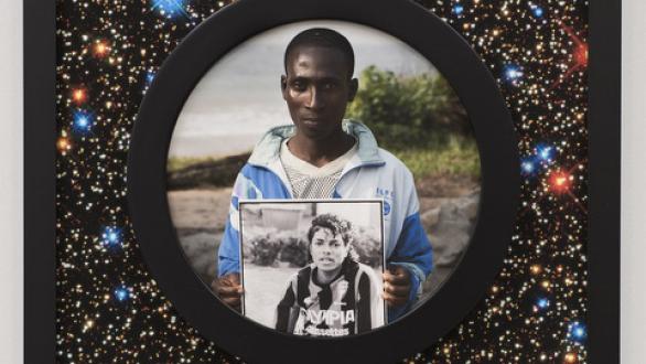 obra de arte- hombre con imagen de maikel jacson 