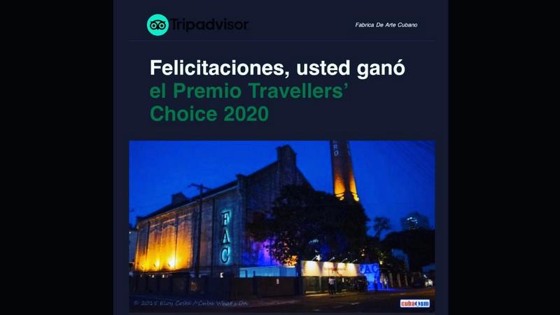 Premio Travellersʹ Choice 2020 para la FAC