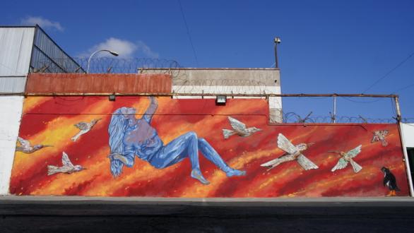mural de mosaico Entre el aire y la tierra