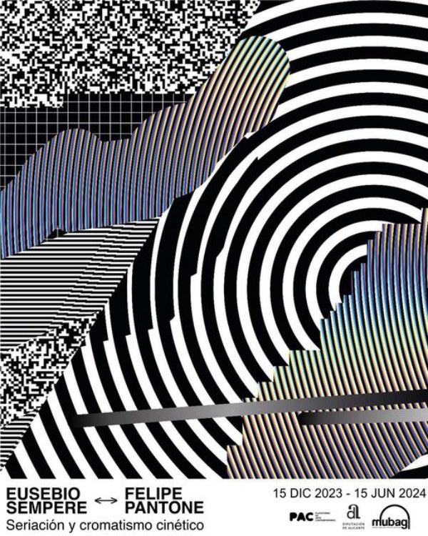 Afiche de Eusebio Sempere & Felipe Pantone. Seriación y cromatismo cinético.