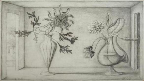 Visitación, 2003. Grafito sobre tabla estucada. 40 x 60 cm.