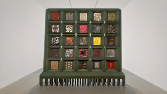 Max Hooper Schneider, Accidental Menagerie, 2015, mixed media, acrylic trays, polymer resin, aluminum structure, custom hardware, 120 x 108 x 15".