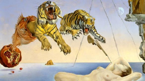 Salvador Dalí. Dream caused by the Flight of a Bee Around a Pomegranate one second before awakening, c. 1944. © Salvador Dalí, Fundació Gala-Salvador Dali, VEGAP, Barcelona, 2018.