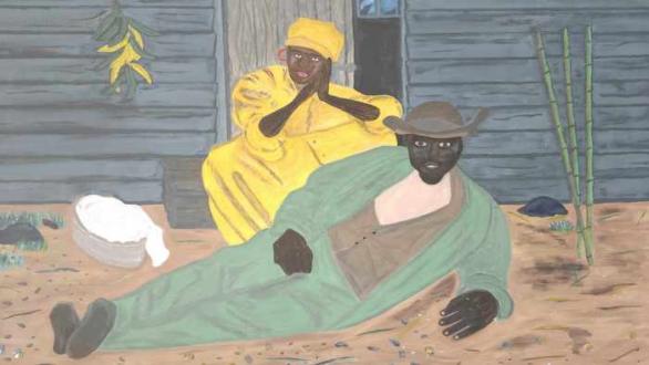 Los Negritos del Batey, 2023, acrílico sobre tela, 27 ½” x 39”