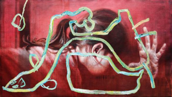 Sara Shamma, Eal, 2017, oil on canvas, 150 x 75 cm- Mark Hachem (Paris / New York / Beirut)