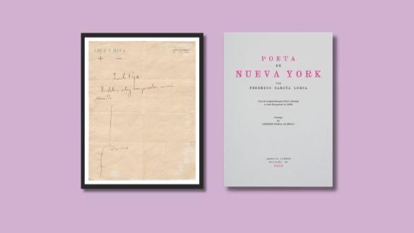 Libro Poeta en Nueva York Lorca y manuscrito