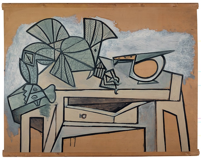 Naturaleza muerta con gallo y cuchillo (1947)