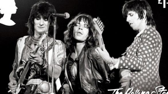 Ronnie Wood, Mick Jagger y Keith Richards, en una de las estampillas de la Royal Mail. Royal Mail/Handout via REUTERS