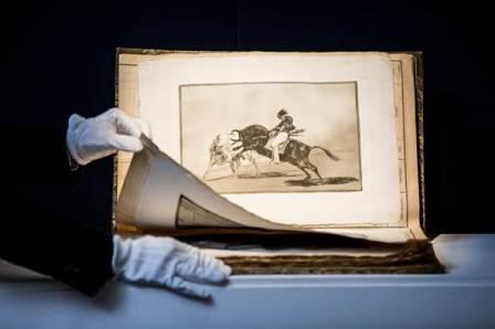 A complete set of Goya’s  ‘La Tauromaquia’ led Sotheby’s sale of Prints & Multiples in London today. 