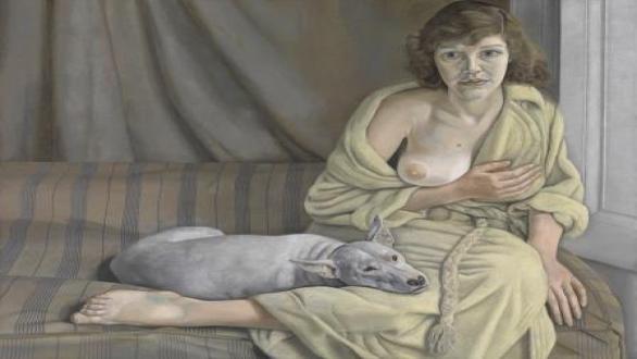 Lucian Freud (1922 - 2011) Muchacha con perro blanco 1950-1951 Óleo sobre lienzo 76,2 x 101,6 cm Tate Gallery, Londres © Tate, London 2016