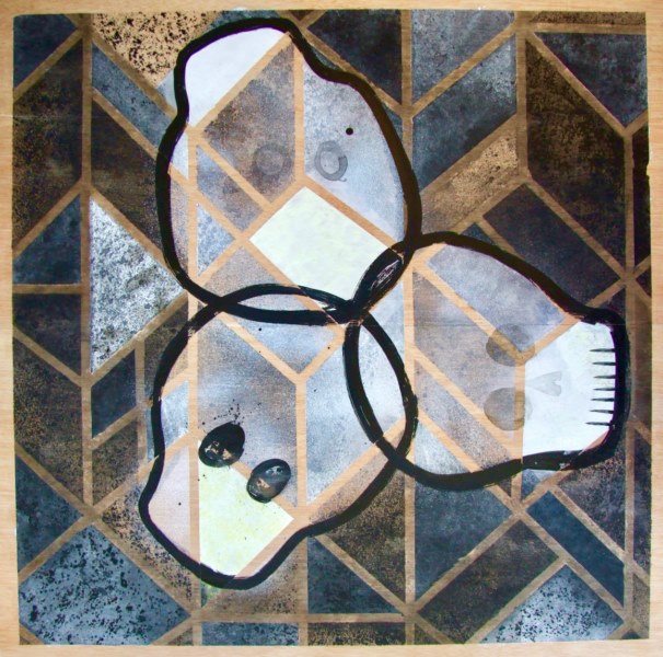 "Sattva, Rajas y Tamas, tres estados mentales" Tinta/madera. 130x130cm.