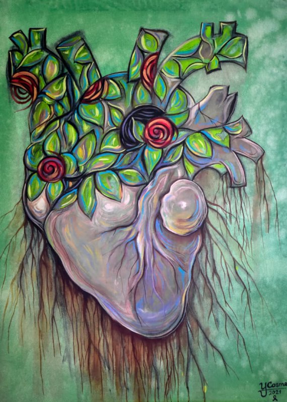 Obra de la muestra "El corazón de Egipto en Cuba" del artista Miguel Y. Cosme