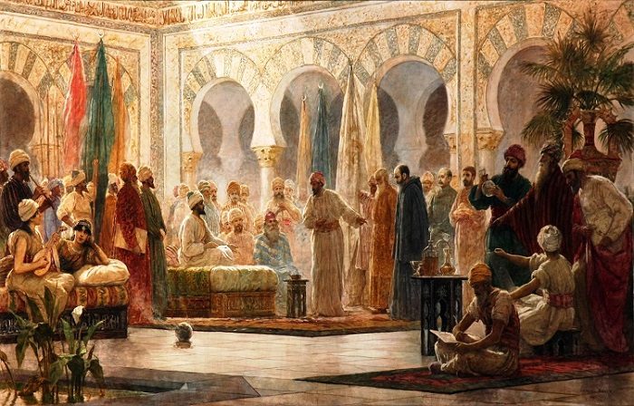 La civilización del califato de Córdoba en tiempos de Abd-al-Rahman III (óleo, 1885). Dionisio Baixeras Verdaguer