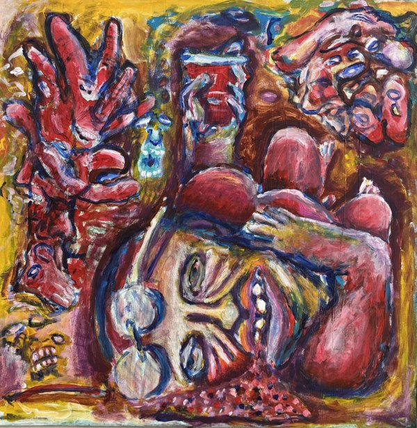 La Borrachera, 2024, Acrílico sobre lienzo, 20” x 20”