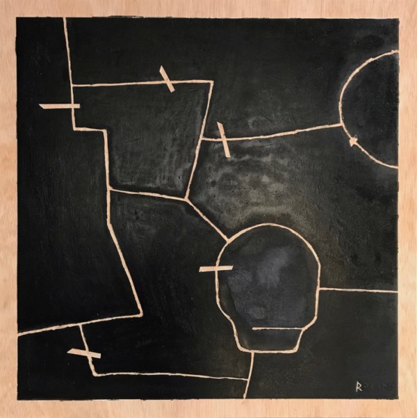 "La línea de la vida" Tinta/madera. 80 x 80 cm. 