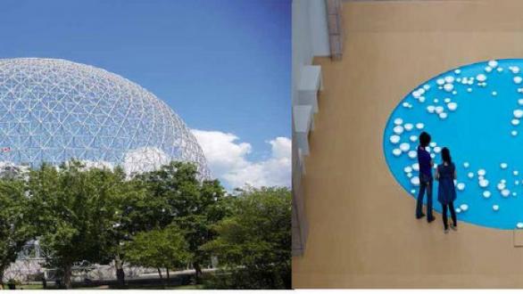 Personas ante obras de arte- construcción 
