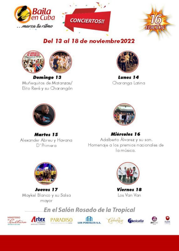 Conciertos de Baila en Cuba 2022