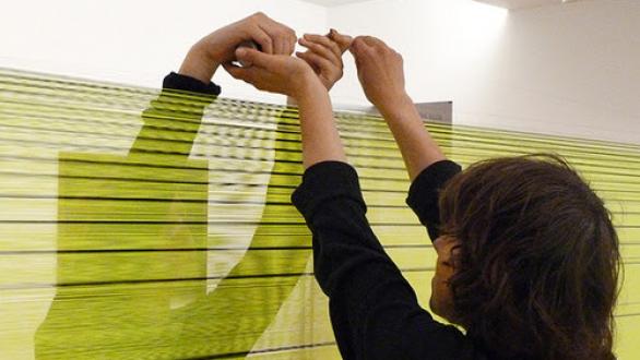 Anne Wilson and performance team, 2014. The Drawing Center, NY.