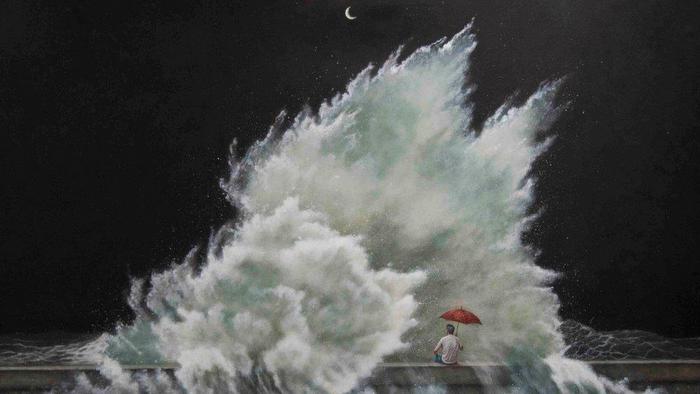 Roberto González: The Malecón, painting inside