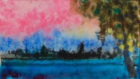  "WLS7", Maroufle sobre tela, 35 x 75 cm, 2015.