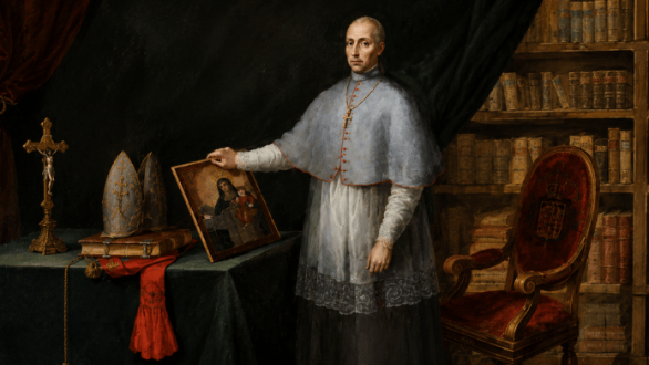 Retrato de Juan Bravo de Rivero, obispo de Santiago de Chile y Arequipa, una de las obras incluidas en la exposición sobre arte colonial latinoamericano del Museo Meadows