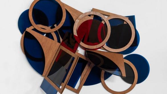 Frida Baranek, Displacement X, 2025, wood and plexiglass, 114 x 90 x 30 cm, unique