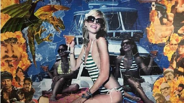 Michael Anderson Armageddon Yacht, 2019 Street Posters and Graffiti Textile 54h x 65w in 137.16h x 165.10w cm