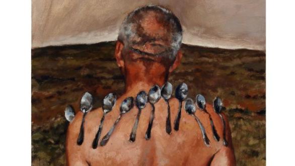 Caio Pacela, O Devoto (detail), 2024. Oil on canvas, 50 x 40 cm. Photo: Jaime Acioli.