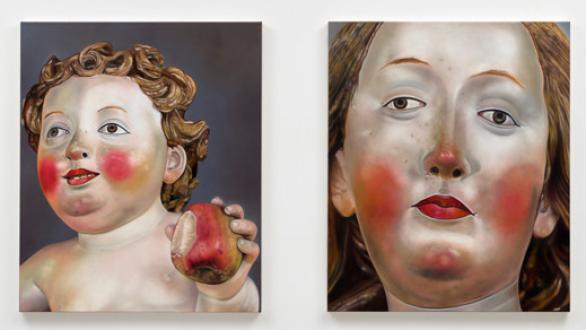 Karin Kneffel, Untitled, 2023 Diptych, Oil on canvas Each 120 × 100 cm Droege Art Collection © 2023, ProLitteris, Zurich Photo: Achim Kukulies, Düsseldorf