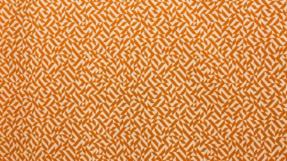 Diseño de Anni Albers. Tejido eclat en mandarina, 2020 (1974). Textiles Knoll. Tela de tapicería. Cortesía de Colección privada