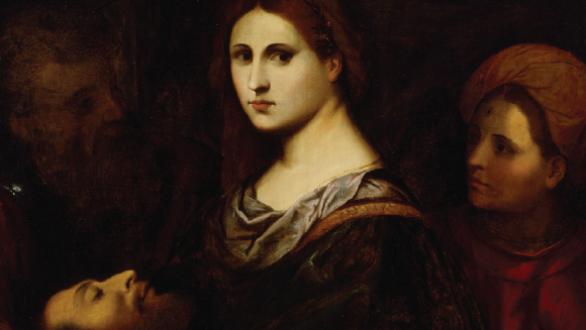 Palma Vecchio (Jacopo Negretti) (Italian, 1479/80–1528), Herodias with the Head of Saint John the Baptist [detail], ca. 1515–20, Oil on wood, 36.7 × 32.36 inches, Bequest of John Ringling 1936, SN 66