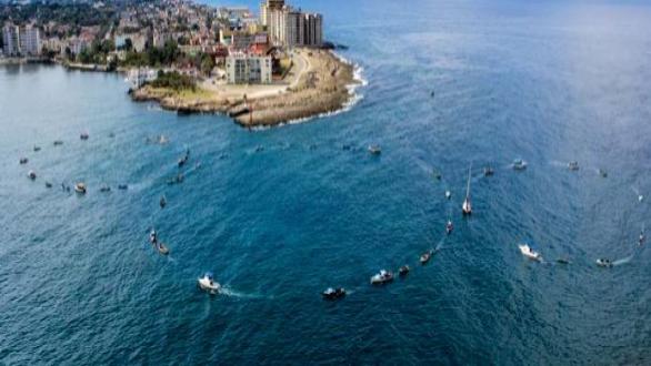 lanchas hacen círculos en la costa 