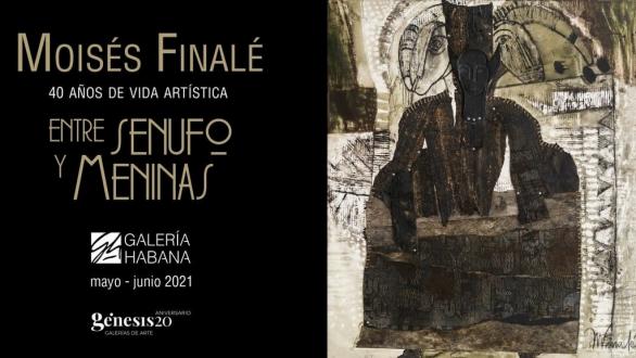 postal de invitación a la muestra entre senufos y meninas de moisés finalé