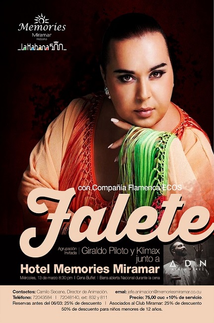 fly del concierto de Falete en el Memories Miramar Habana