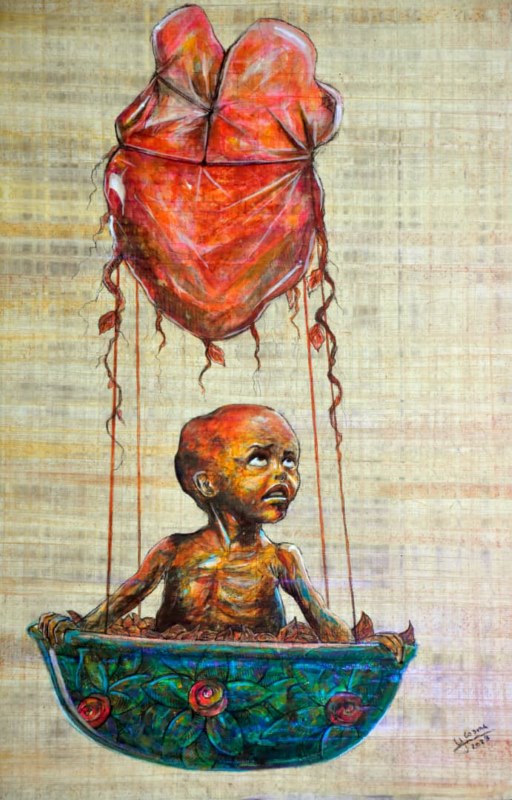 Obra de la muestra "El corazón de Egipto en Cuba" del artista Miguel Y. Cosme