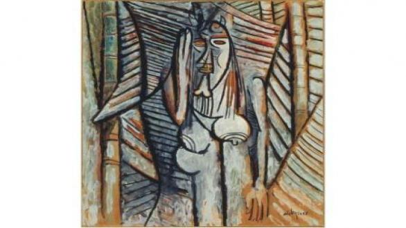 El murmullo' (1943), pieza de Wilfredo Lam, óleo sobre papel montado sobre tela.