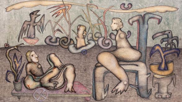 Bahaa Amer, 10 de agosto de 2020, técnica mixta sobre papel japonés sobre cartón, 70 x 107 cm, Le LAB (El Cairo, Egipto).
