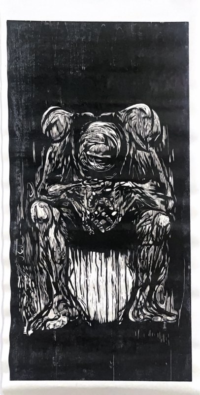 El Jarte, 2024, Xilografía, 48” x 24”