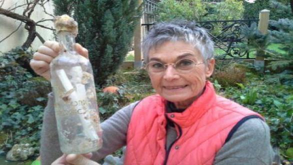 Brigitte Barthelemy with Mr. Boorujy’s bottle. (Photo: Brigitte Barthelemy)