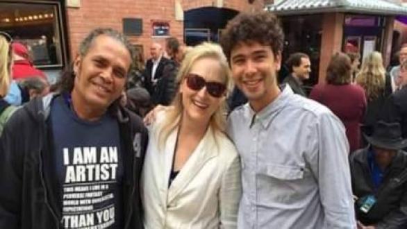 Los actores Hector Medina y Luis Alberto García con Meryl Streep en el Festival de Telluride donde se presentó Viva