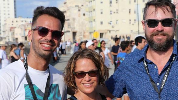 Havana Biennial engineer Randy Rodriguez, curator Lisa Howie, artist Peter Lapsley