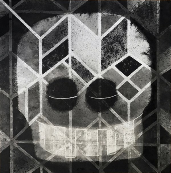 "Bella durmiente" Tinta sobre madera. 130 x 130 cm.