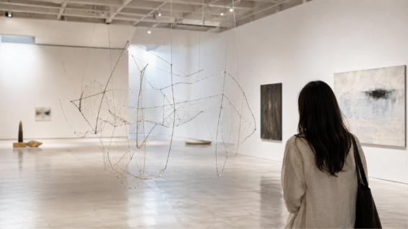isitantes recorren una exposición de arte contemporáneo en una ruta de verano por museos de España