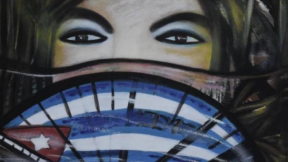La cubana, de la serie La nasobuqueña tropical, 2021 Mixta, acrílico, óleo, pastel. 55 x 65 cm