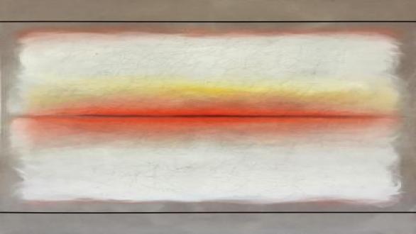 Desert Octave VI, 2016  Sahara sand, titanium, cadmium, poppy oil, bone pulver, marble dust, and acrylic emulsions on linen 226 x 183 cm. Photo Credit: Philippe Servent
