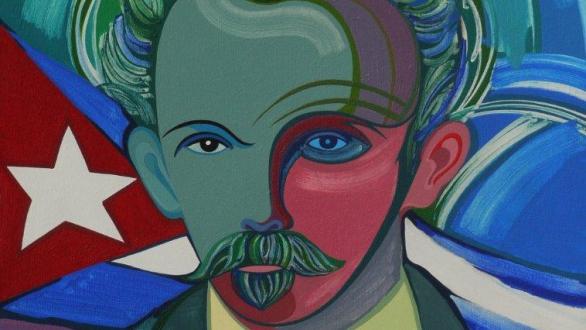 Detalle de obra José Martí. Técnica . Acrílico Tela . Tamaño .56 cm x 76 cm. Año .2017 